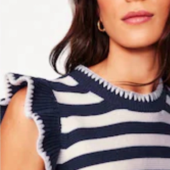 Boden Lena Navy & Cream Striped Stitch Detail Tank - Picture 3 of 12